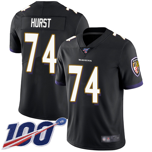 Baltimore Ravens Limited Black Men James Hurst Alternate Jersey NFL Football 74 100th Season Vapor Untouchable